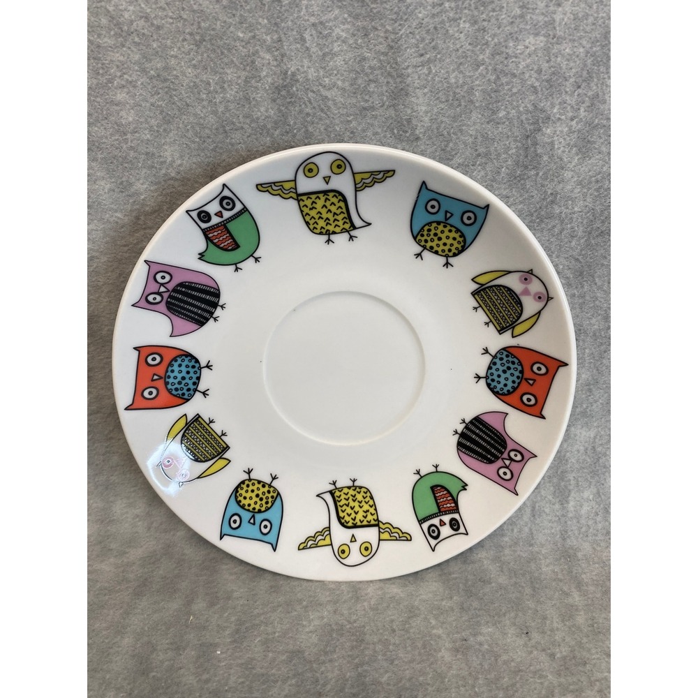 Creative Tops Ltd OWLS Saucer Colorful Birds Animal Print Dish Plate Vintage‎